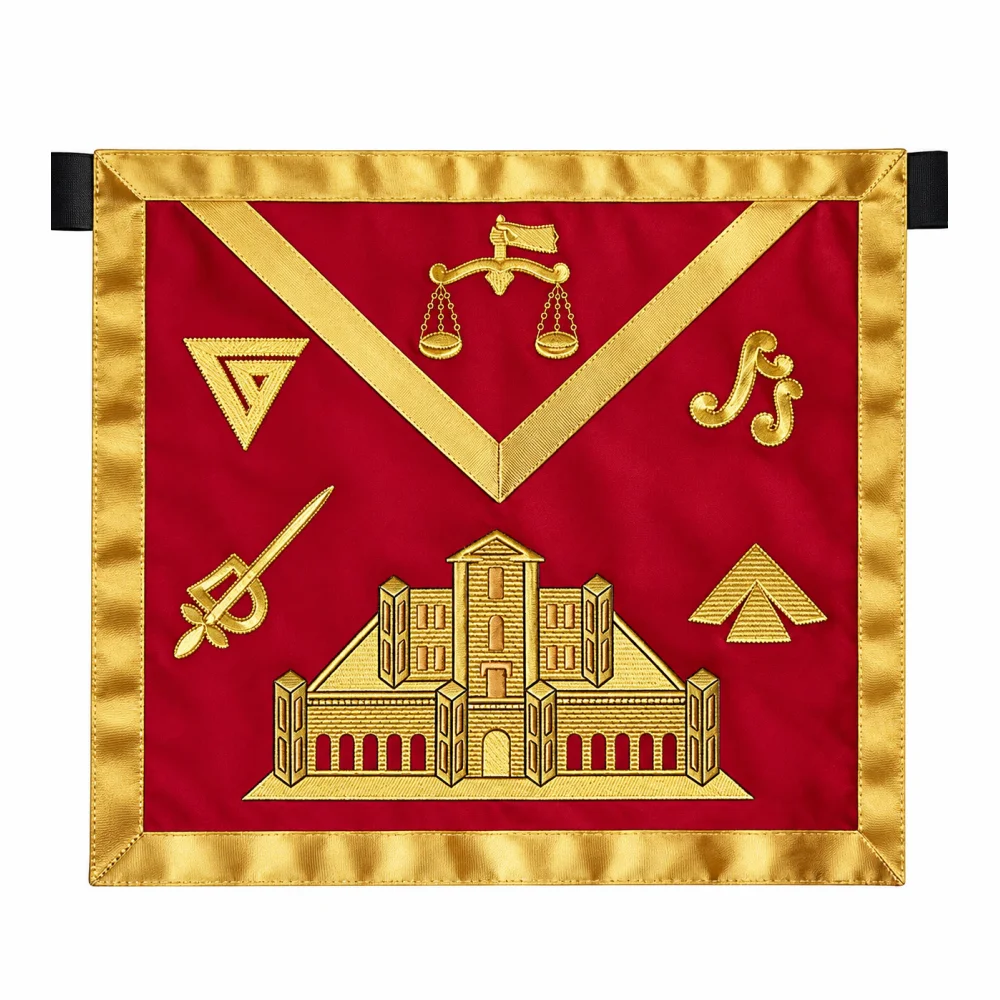 16th Degree Scottish Rite Apron - Red with Gold Borders