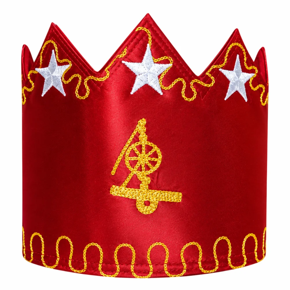 Masonic AM PM 7-Point Geneva Crown with White Stars & Center Emblem