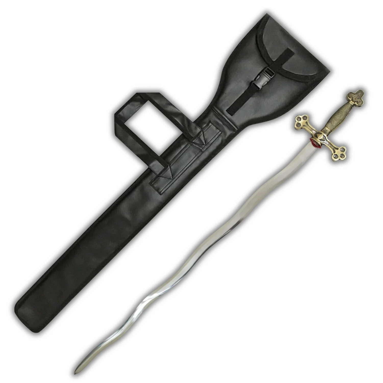Master Mason Blue Lodge Sword - Square Compass with G and Golden Hilt