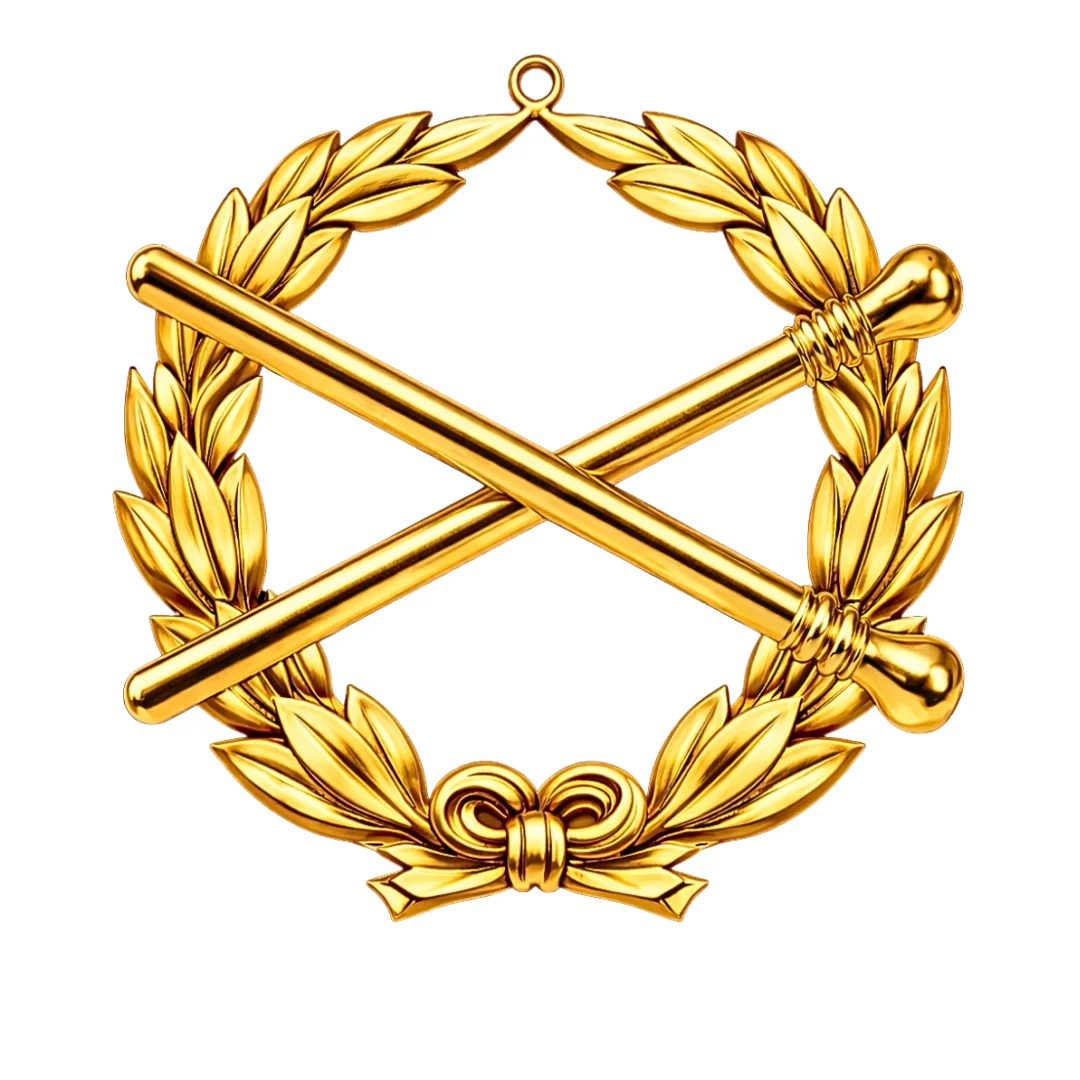 Grand Marshal Blue Lodge Officer Collar Jewel - Gold Metal