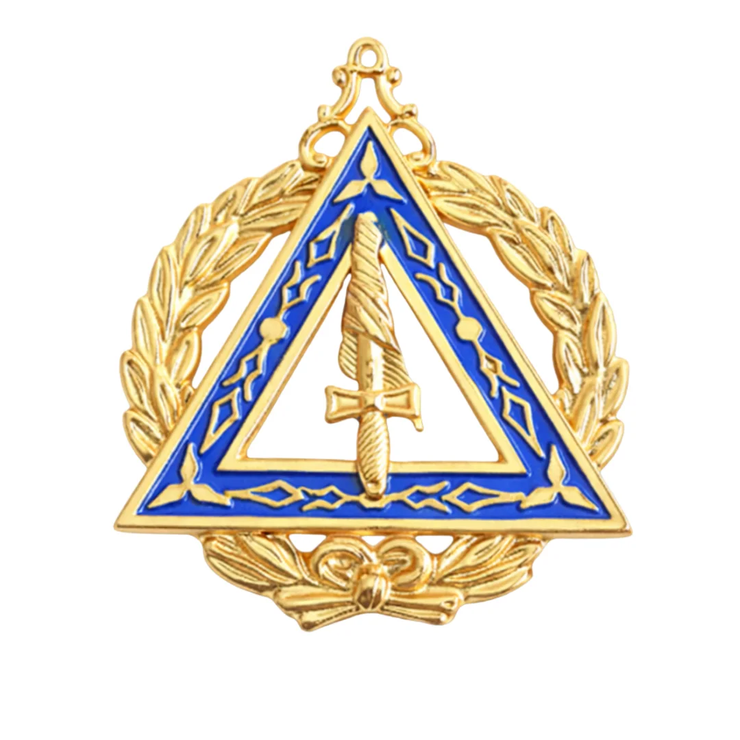Grand Worthy Adah OES Officer Collar Jewel - Gold Plated With Blue