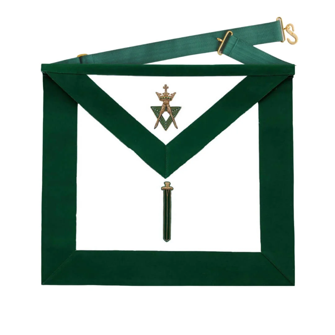 Sentinel Allied Masonic Degrees Apron Green Velvet in premium Quality