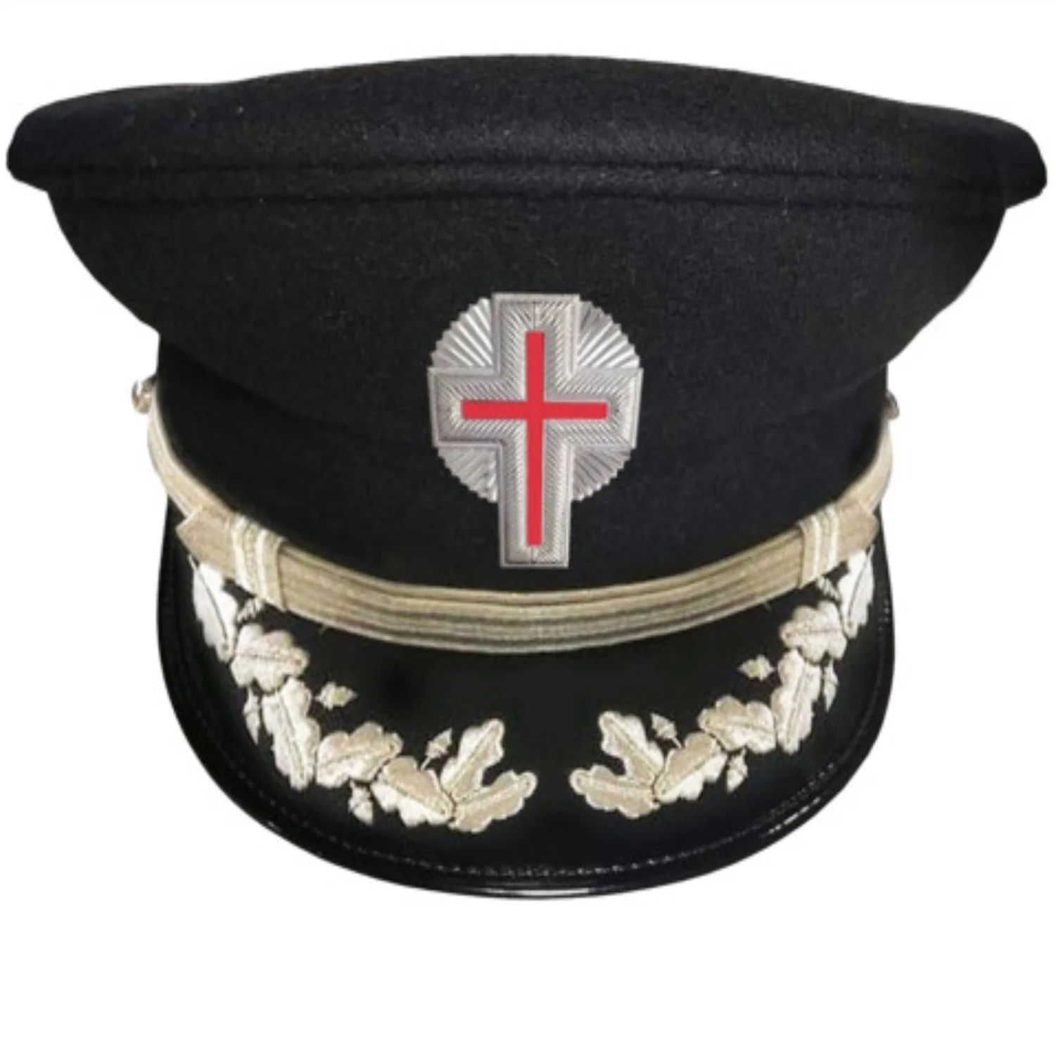 SIR KNIGHT Knights Templar Commandery Fatigue Cap with Silver Vinework