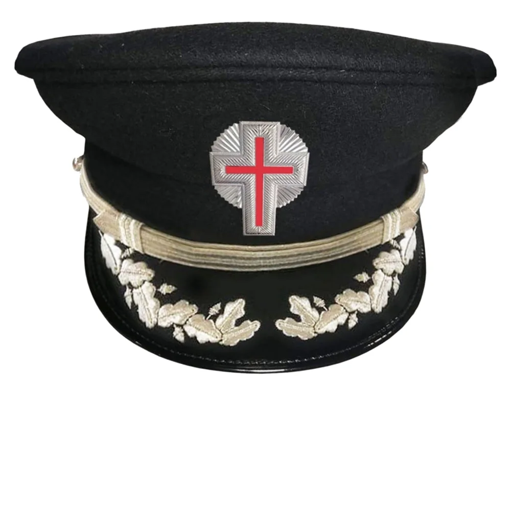SIR KNIGHT Knights Templar Commandery Fatigue Cap with Silver Vinework