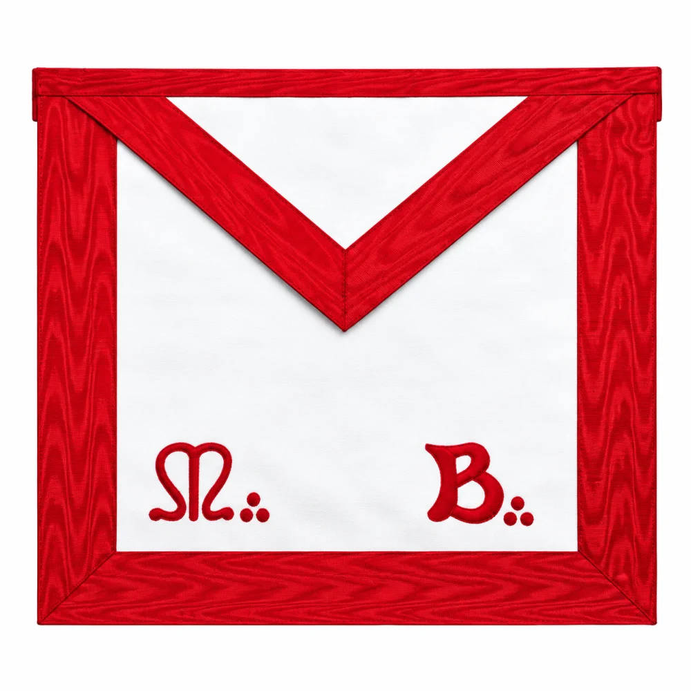 Master Mason Scottish Rite Apron - White & Red Moire with Fringe