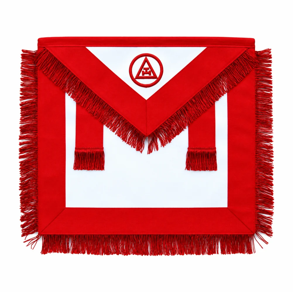Royal Arch Member Chapter Apron - Red Triple Tau with Fringe Tassels