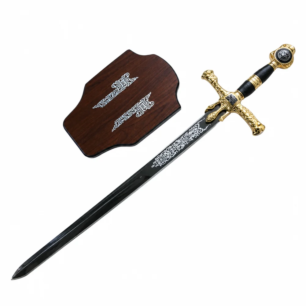 Knights Templar Commandery Sword, Gold Ark of the Covenant with Plaque