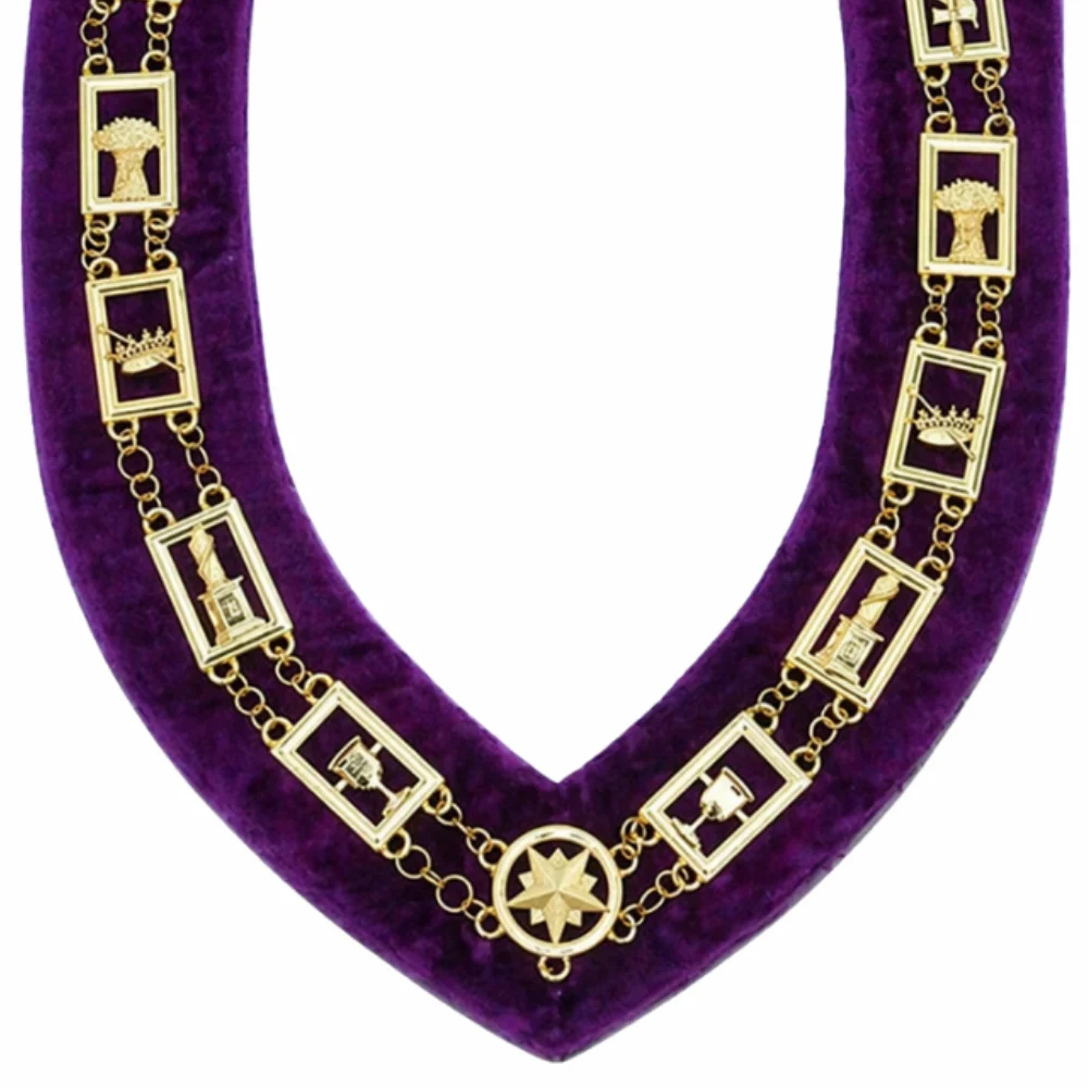 OES Chain Collar – Gold Plated on Purple Velvet