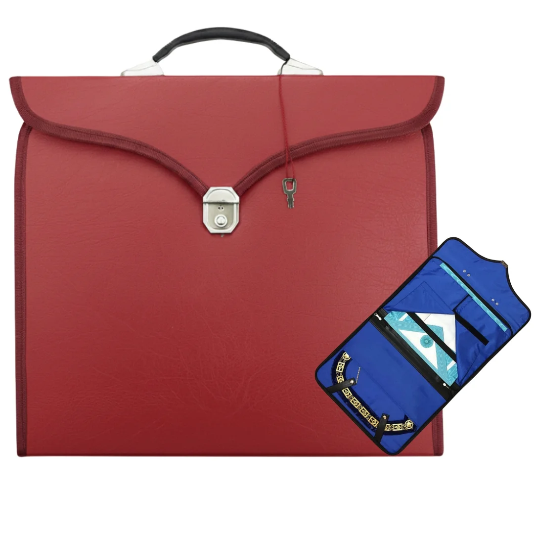 Masonic Apron Case – Red Leather Provincial | Durable, Secure & Professional