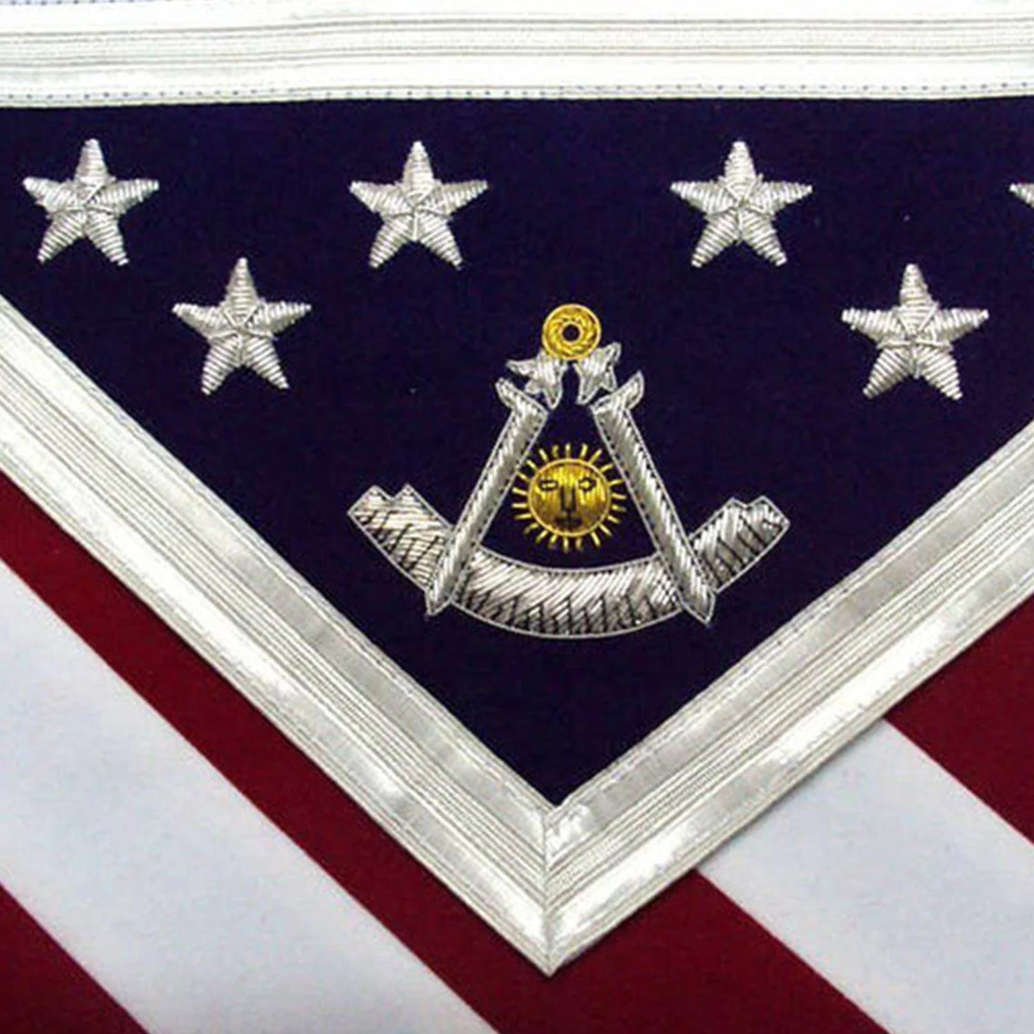 Past Master Blue Lodge Apron - US Flag White, Red & Blue Velvet