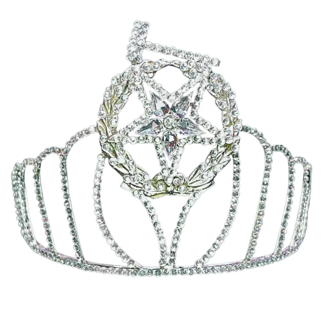 Masonic Grand Matron Clear Star Crown – Silver Rhinestone Star & Crown Design