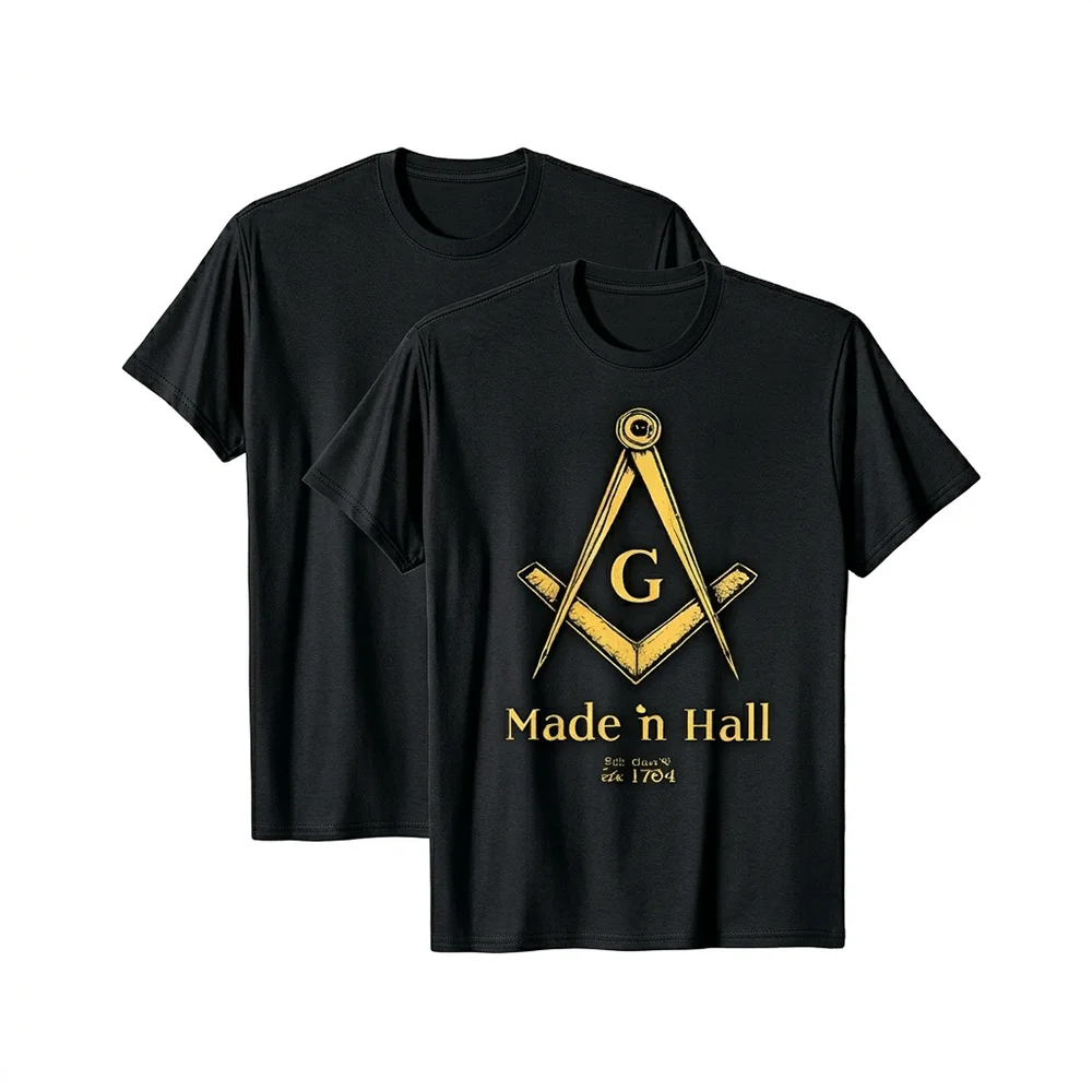 Masonic Black T-Shirt – Gold Compass & Square Symbol for Freemasons - Custom Lodge or Name