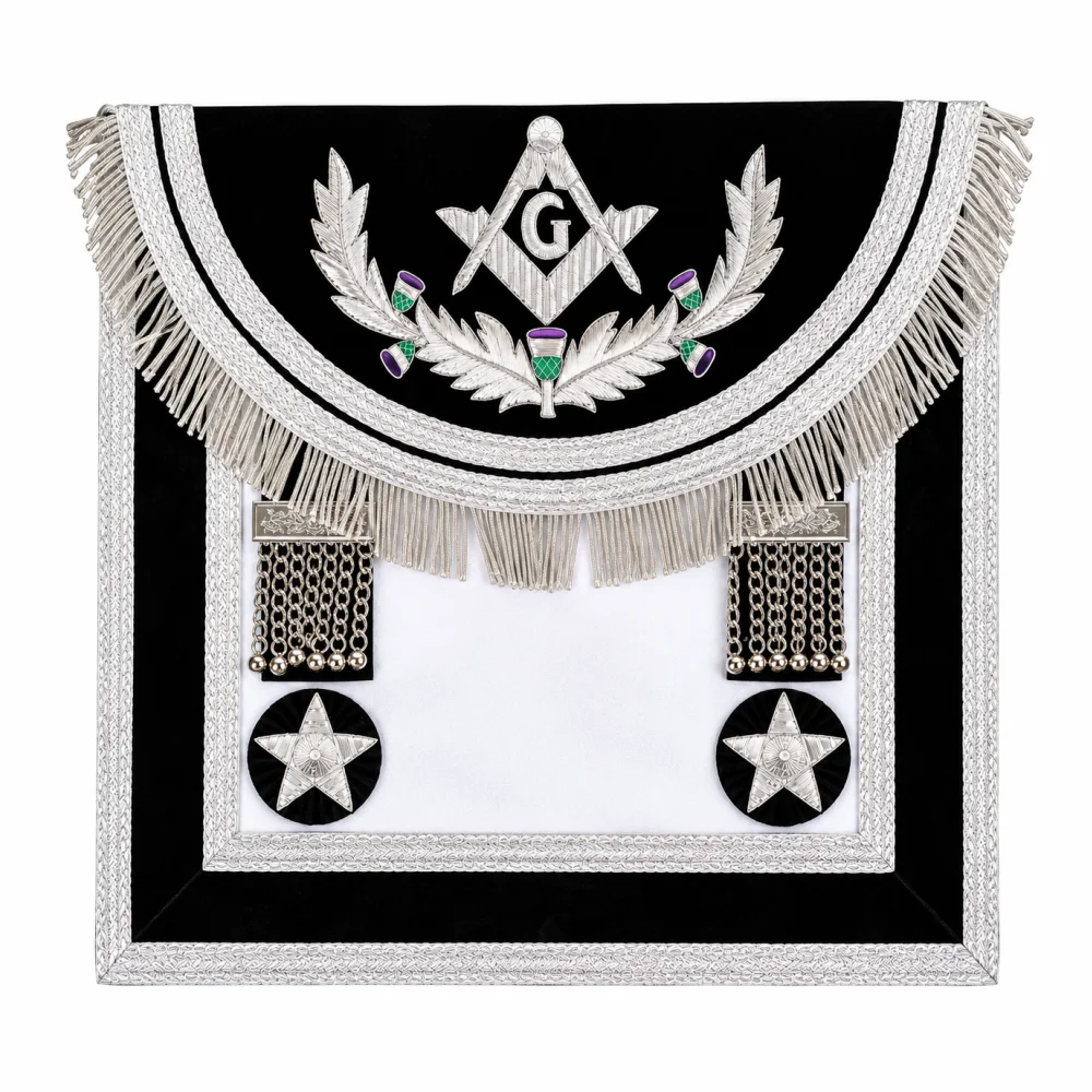 Master Mason Craft Scottish Regulation Apron - Black Silver