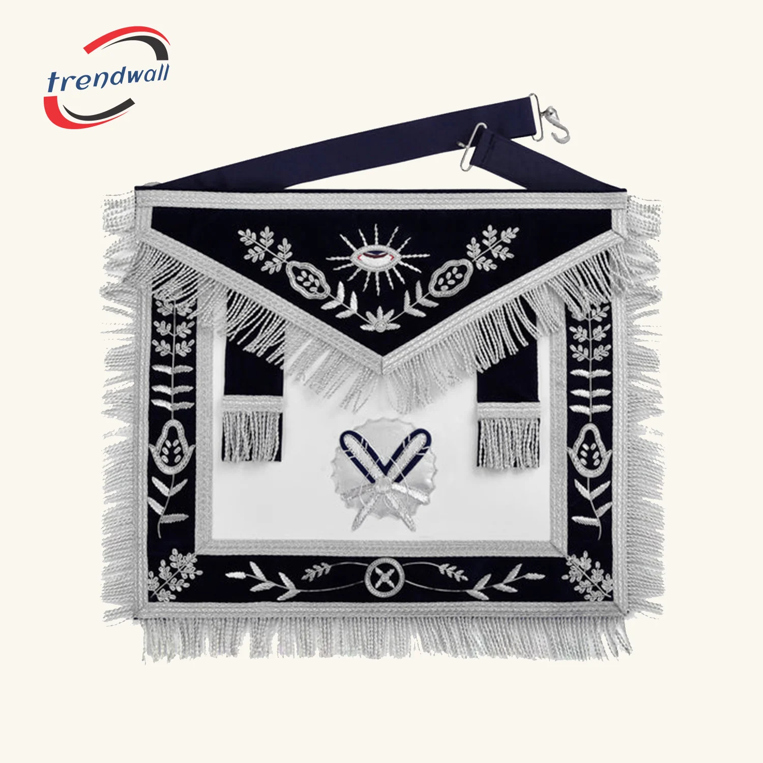 Secretary Blue Lodge Officer Apron + Silver Hand Embroidery Bullion
