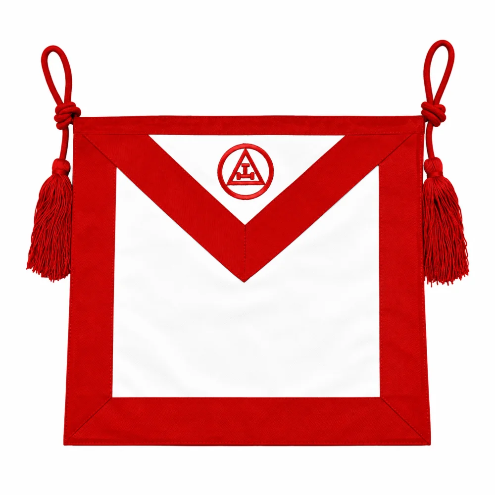 Royal Arch Chapter Apron - Red Triple Tau Insignia with Cords