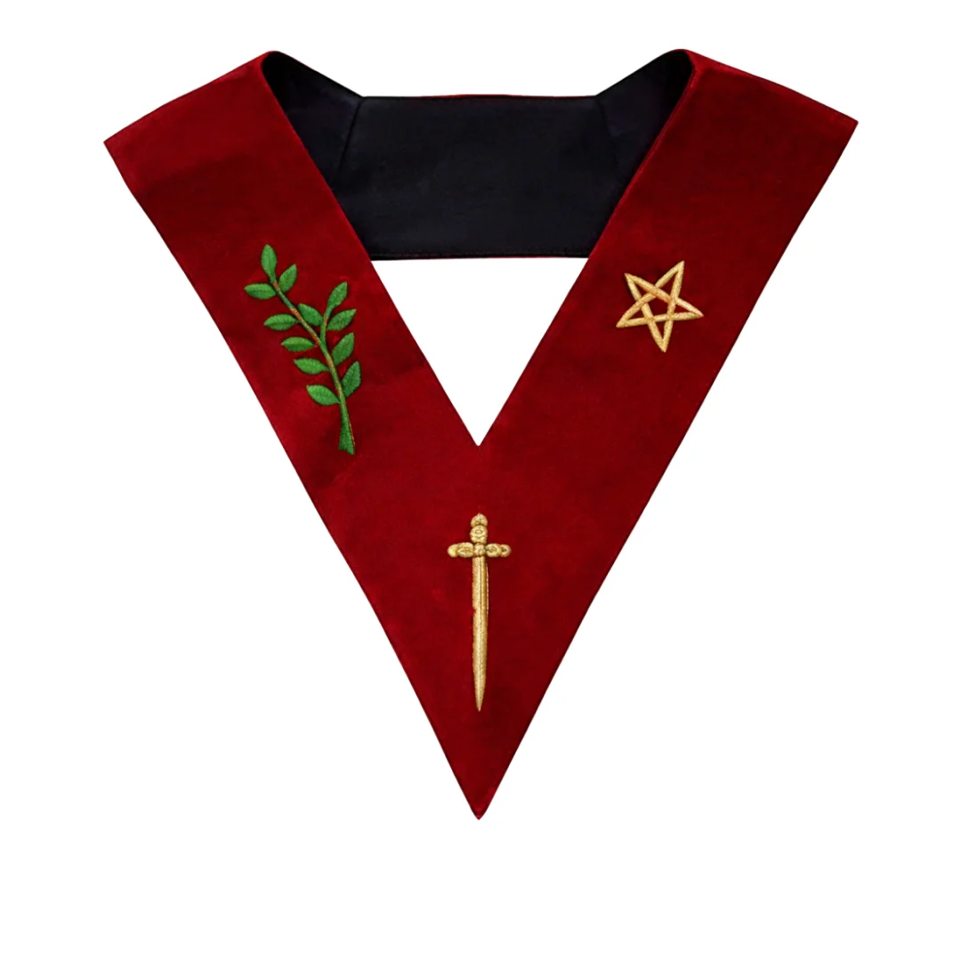 Tyler Scottish Rite Officer Collar – Maroon Velvet