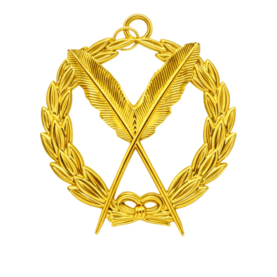 Grand Secretary Deacon Blue Lodge Officer Collar Jewel - Gold Metal