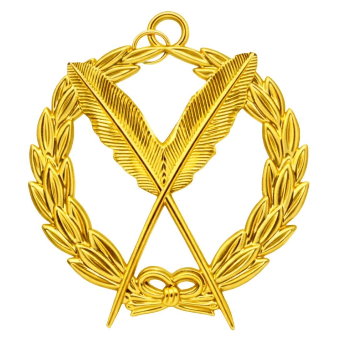 Grand Secretary Deacon Blue Lodge Officer Collar Jewel - Gold Metal