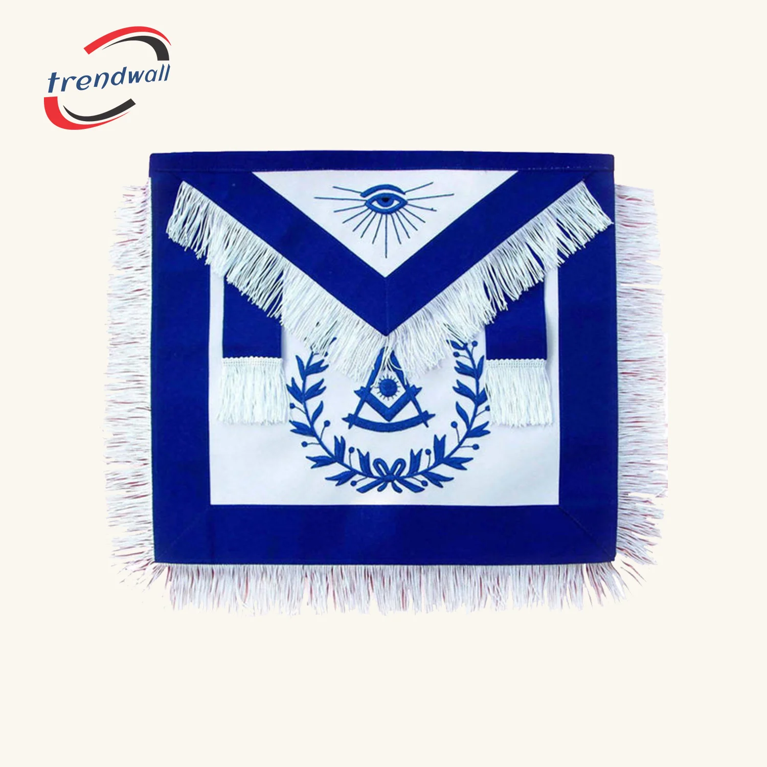 Past Master Blue Lodge Apron - Royal Blue with Wreath & White Tassels