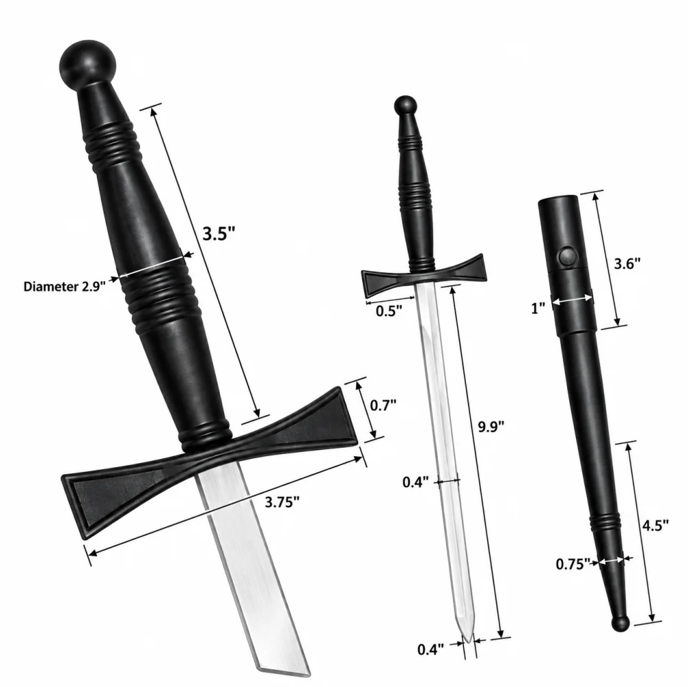 Masonic Dagger - Black Hilt with Black Scabbard