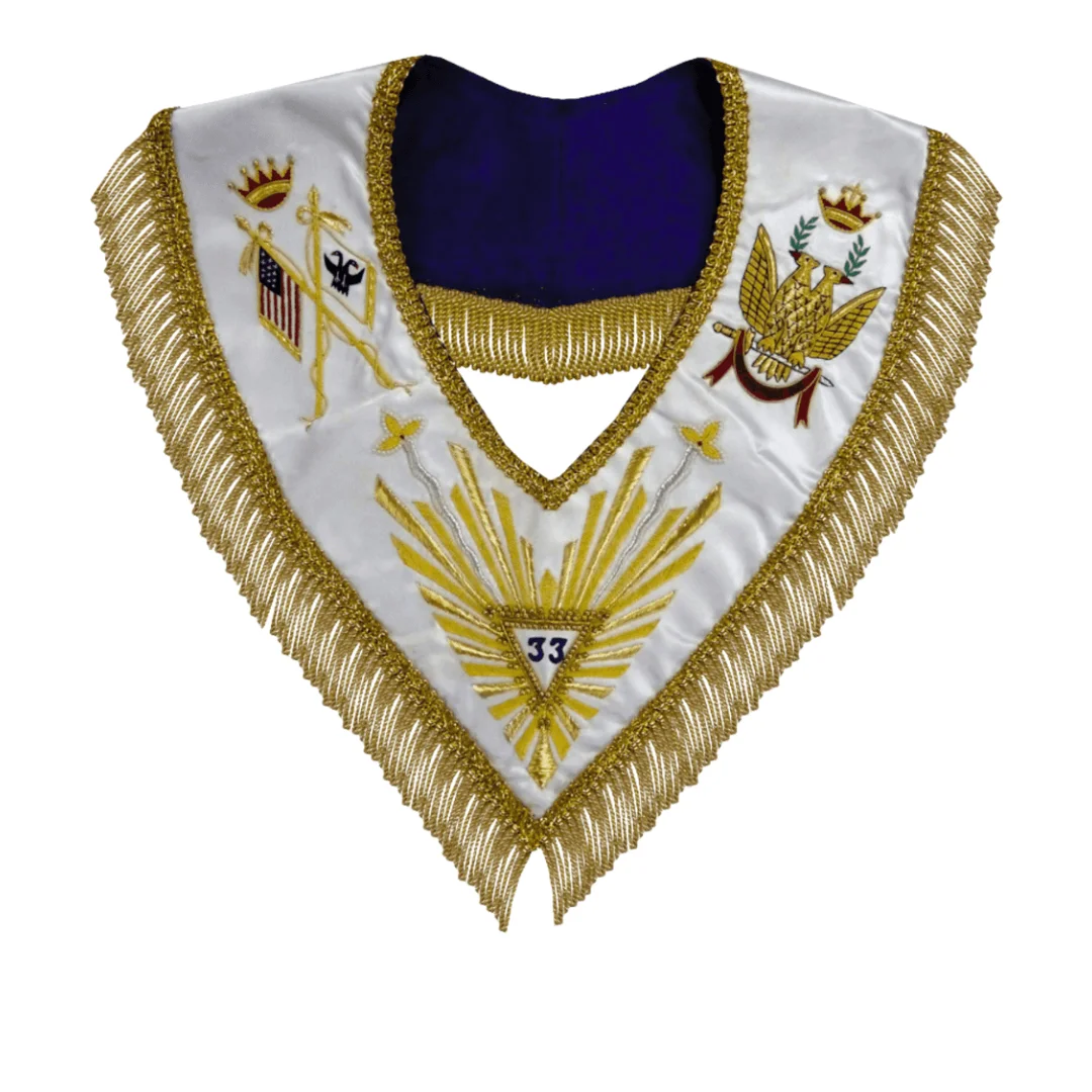 33rd Degree Scottish Rite Up Wings Masonic Collar with Purple Velvet Lining