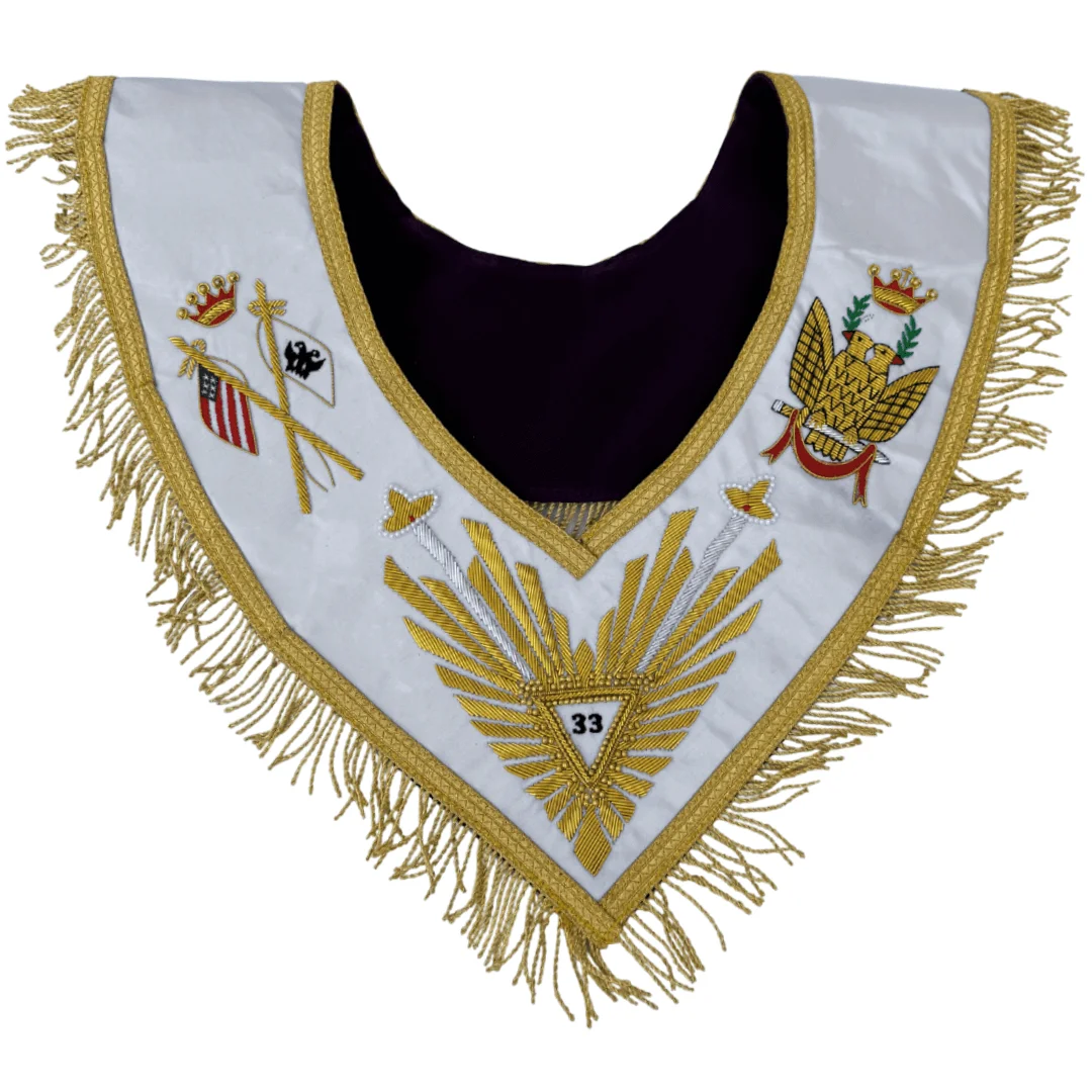 33rd Degree Scottish Rite Up Wings Masonic Collar with Purple Velvet Lining