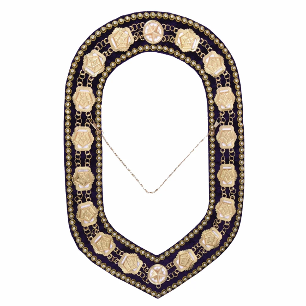 Worthy Patron OES Chain Collar – Gold Plated on Blue Velvet