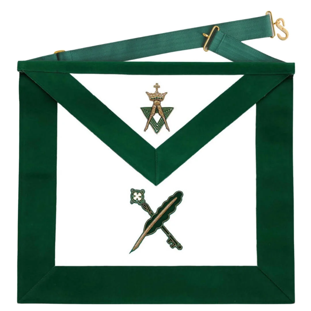 SECRETARY & TREASURER ALLIED MASONIC DEGREES APRON - GREEN VELVET