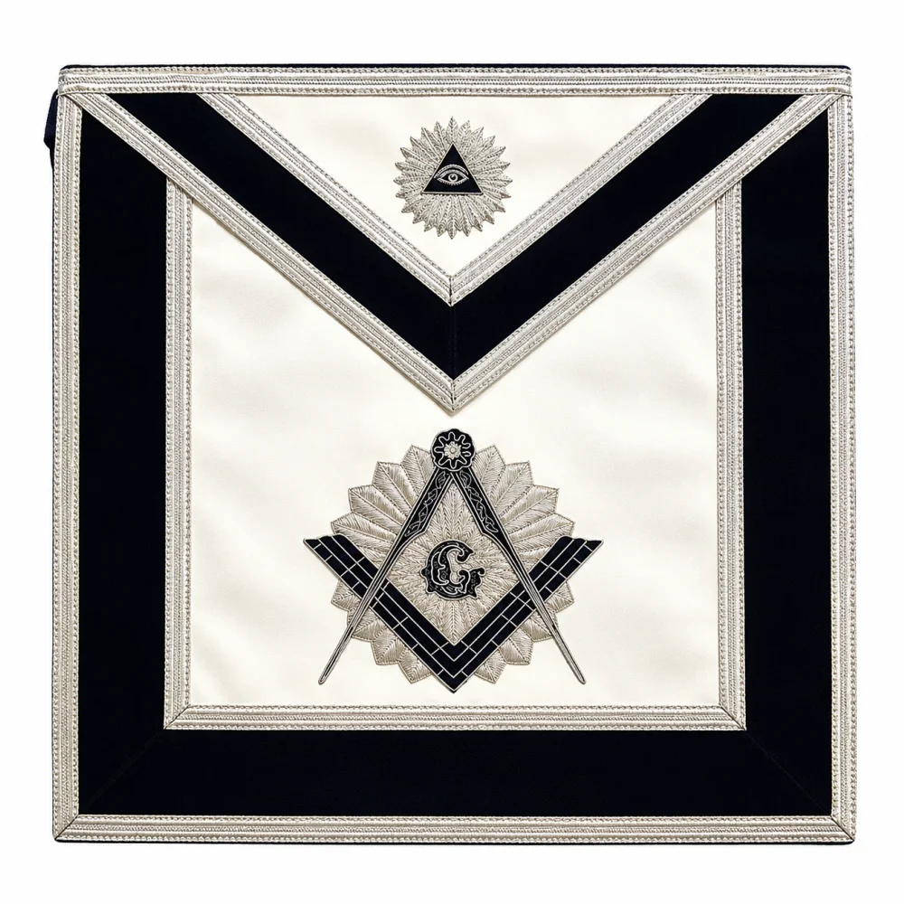 Master Mason Blue Lodge Apron - Navy Blue Hand Embroidery