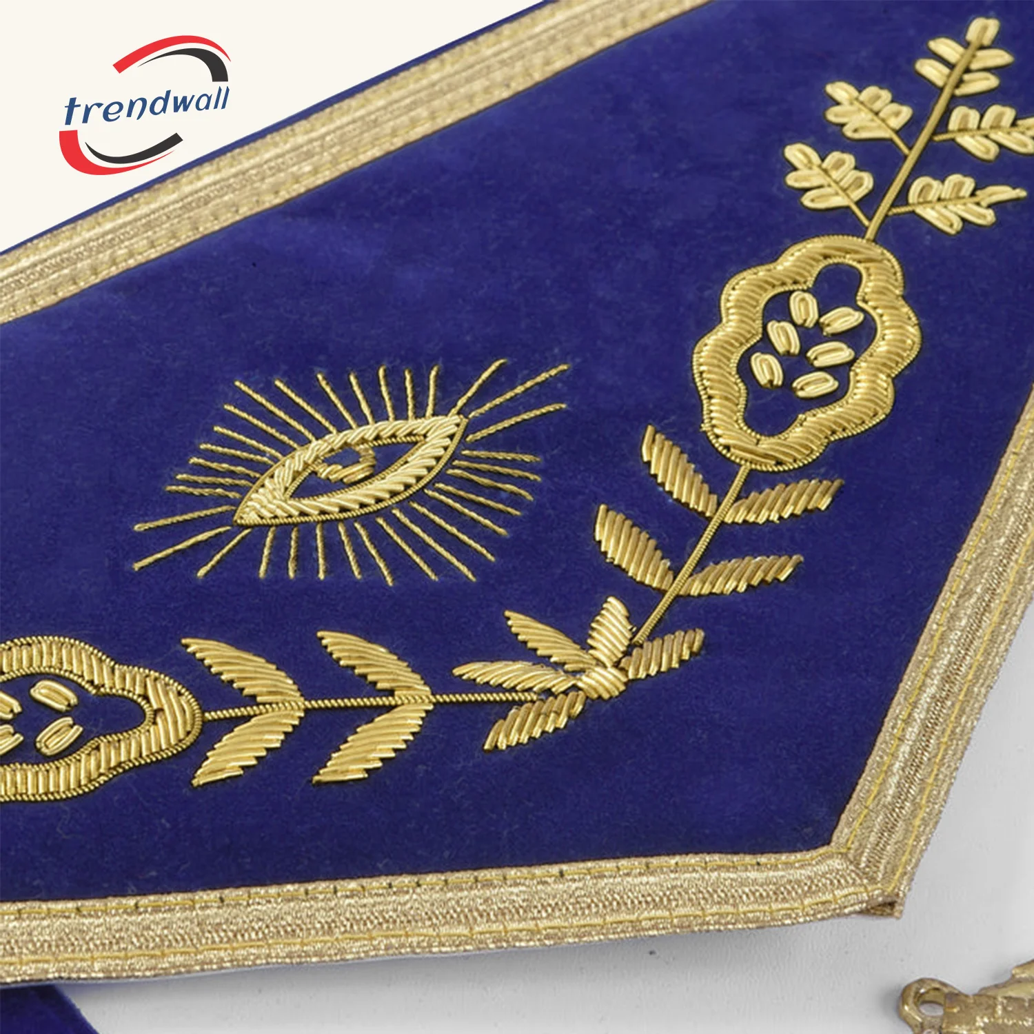 Grand Master Blue Lodge Apron -Royal Blue Velvet With Gold Metal Badge