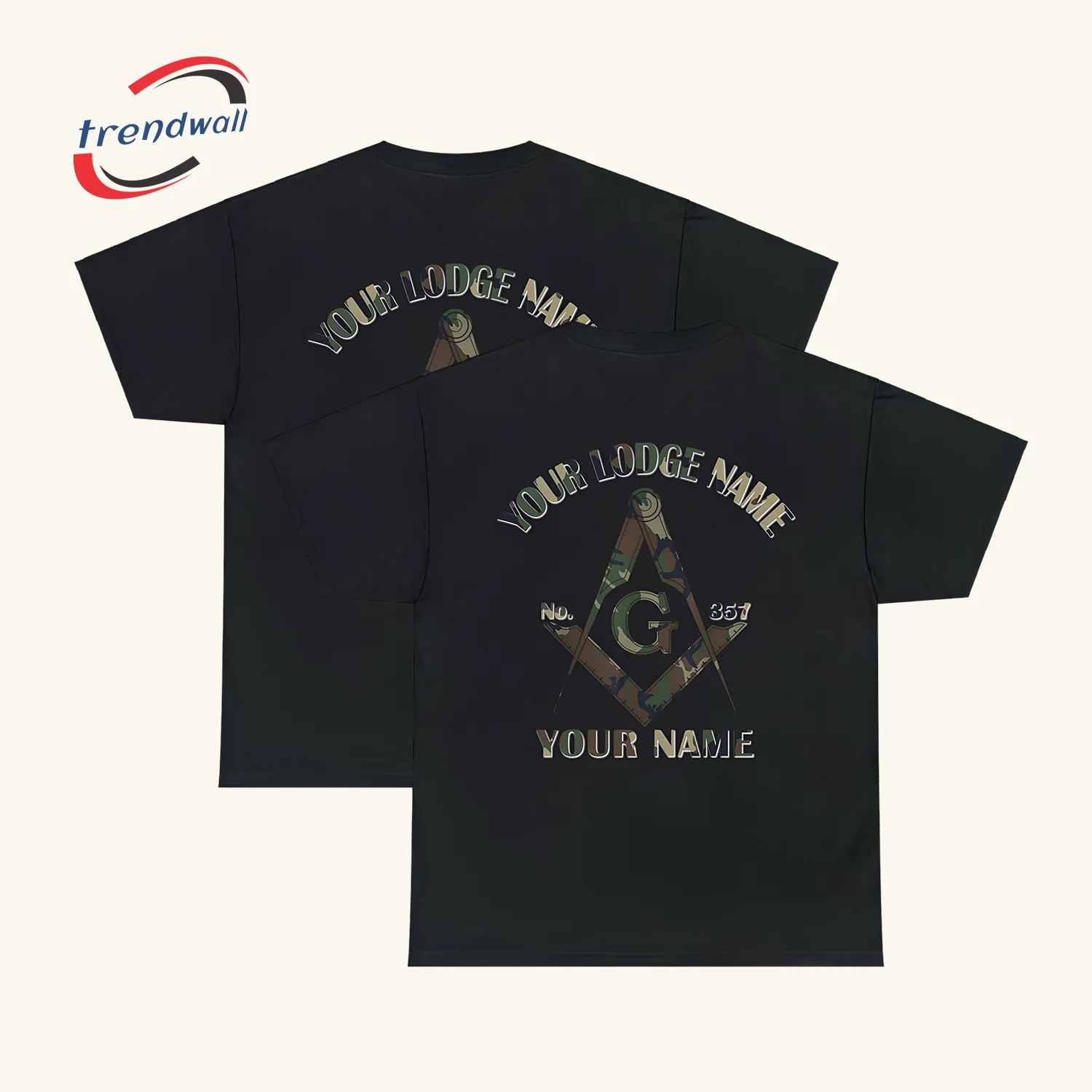Masonic Camo Square and Compass Unisex T-Shirt - Custom Name & Lodge Number