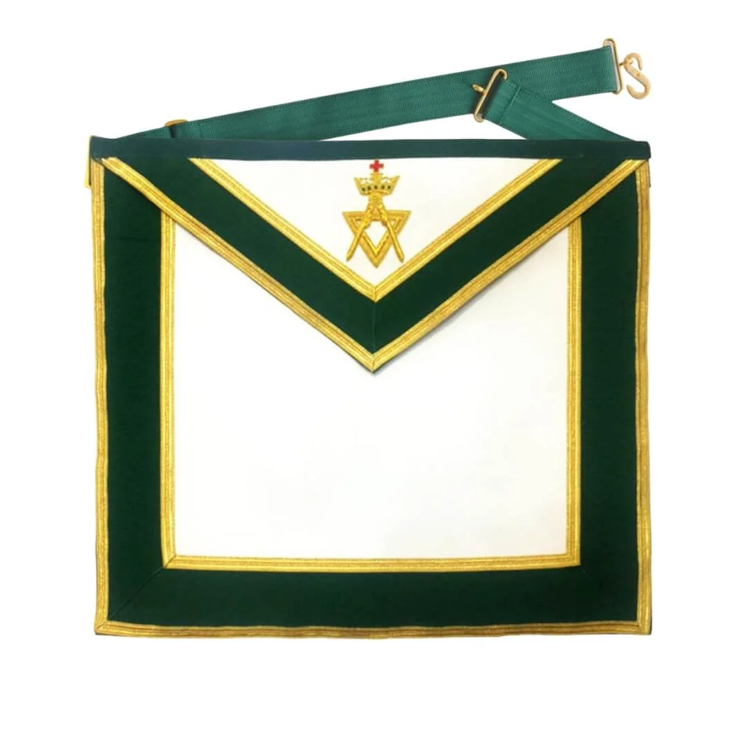 Past Sovereign Master Allied Masonic Degrees Apron – Green Velvet with Gold Braid