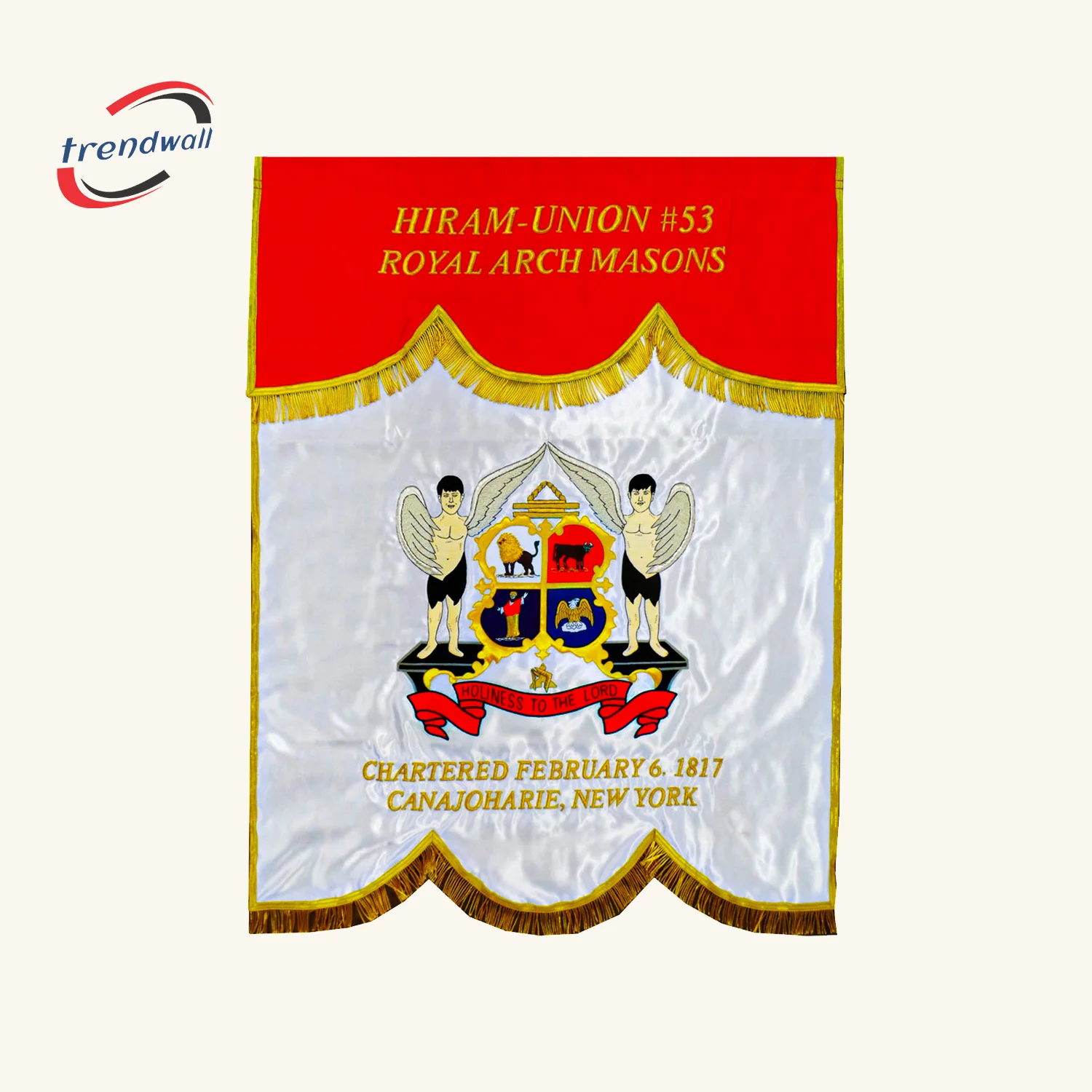 Masonic Royal Arch Chapter Banner + Coat of Arms, Gold Braid & Fringe