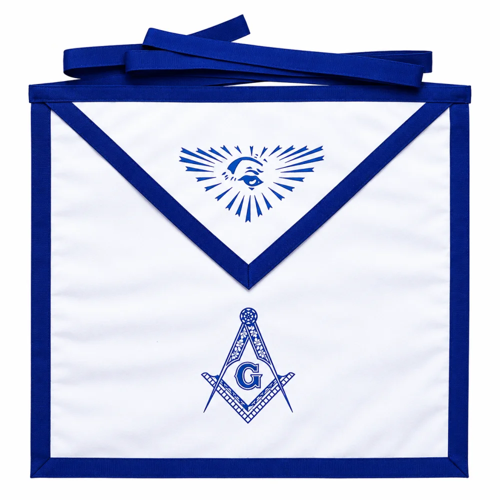Master Mason Blue Lodge Apron - White Duck Cotton + Square & Compass G