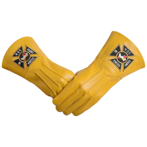 Knights Templar Commandery Gauntlet - Yellow Leather