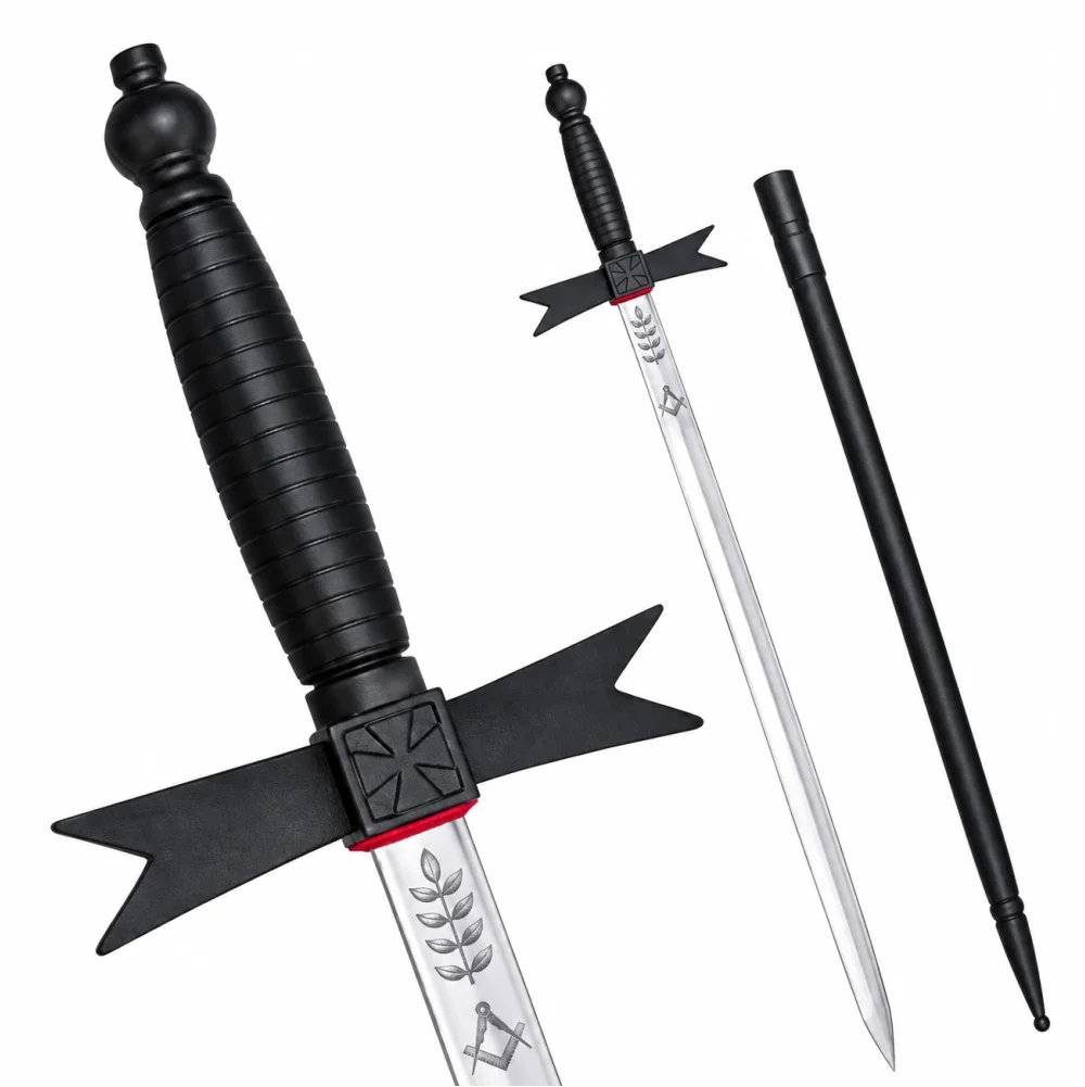 Knights Templar Commandery Sword - Black Hilt with Black Scabbard