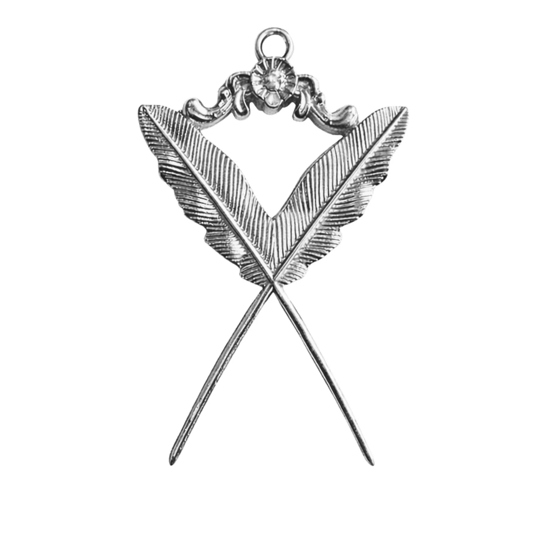 Secretary Blue Lodge Officer Collar Jewel - Silver Metal
