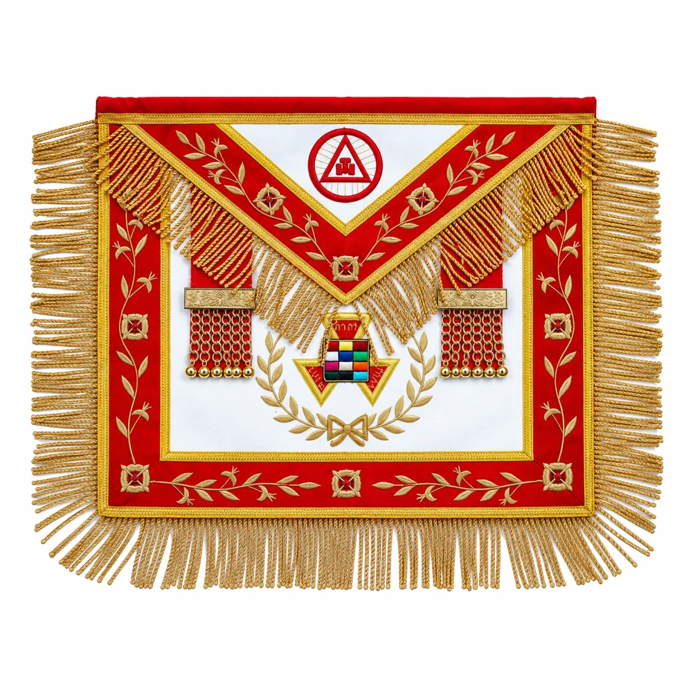 Grand High Priest Royal Arch Chapter Apron - Red + Triple Tau Insignia