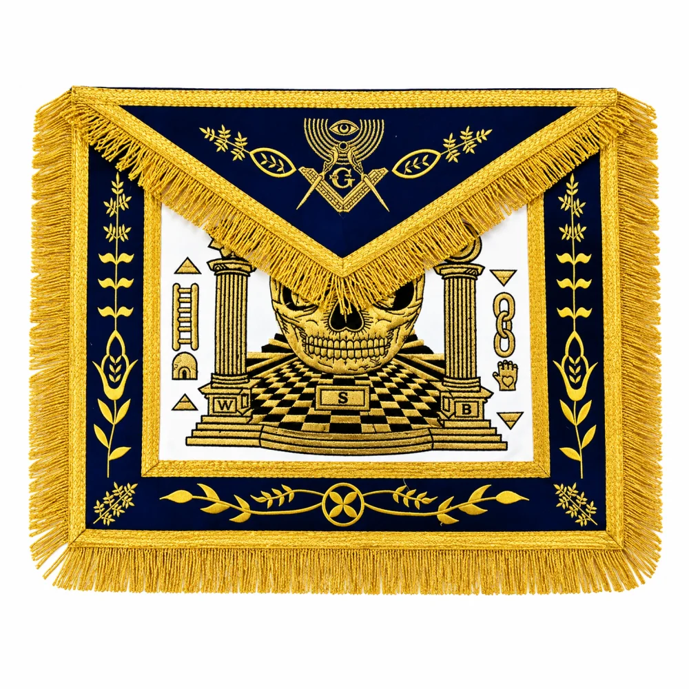 Master Mason Blue Lodge Apron - Gold Machine Embroidery