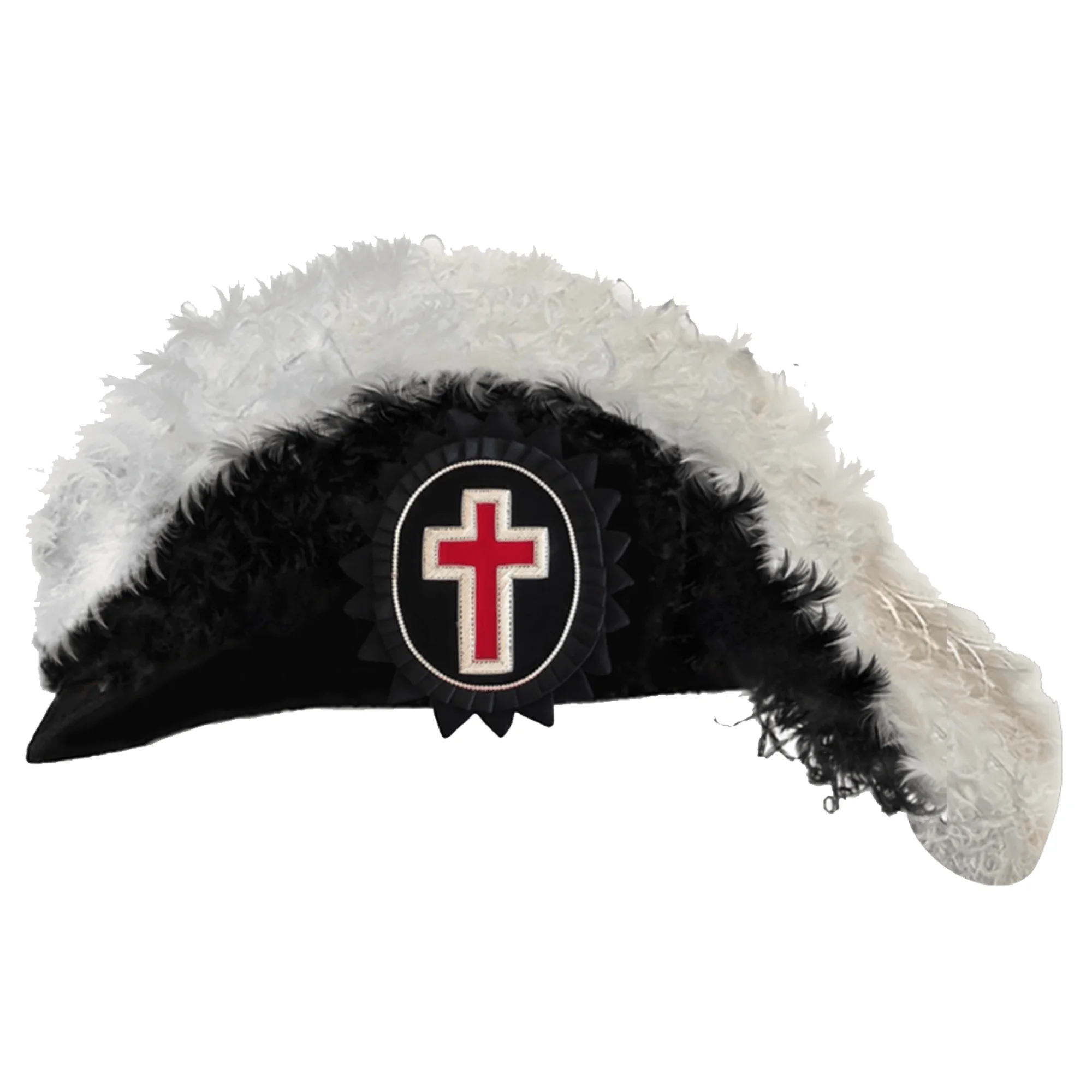 Sir Knights Templar Commandery Chapeau - Black Underlayer Curly Plumes