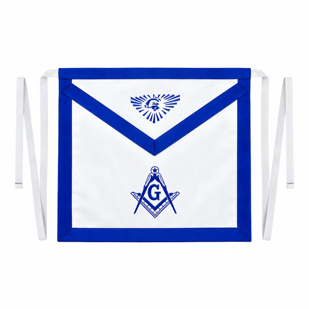 Master Mason Blue Lodge Apron - White with Tape Ties