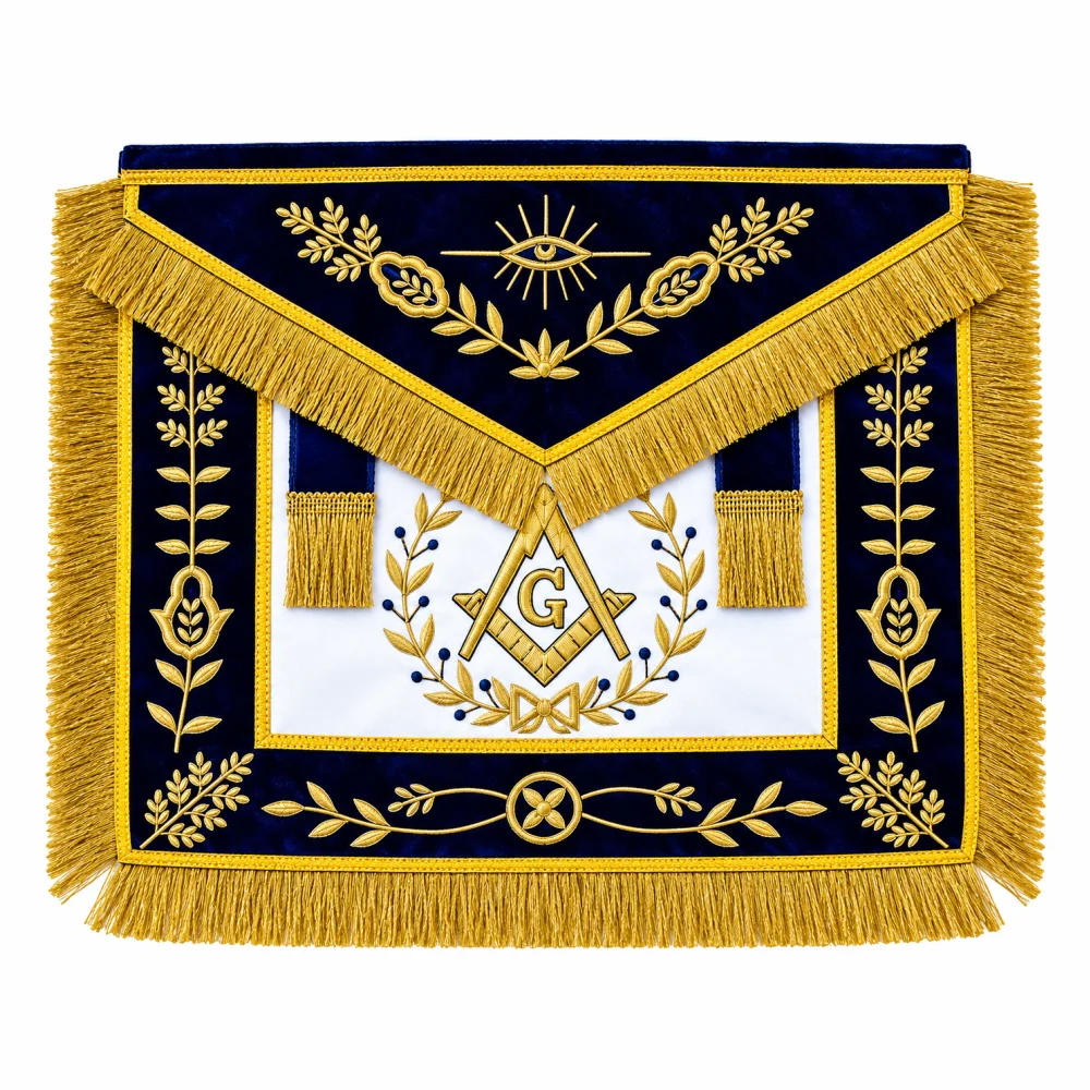 Master Mason Blue Lodge Apron - White & Navy Blue