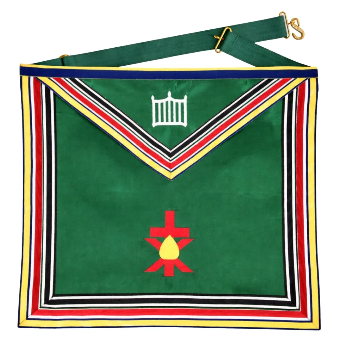 Member Allied Masonic Degrees English Regulation Apron – Green & Multi-Color