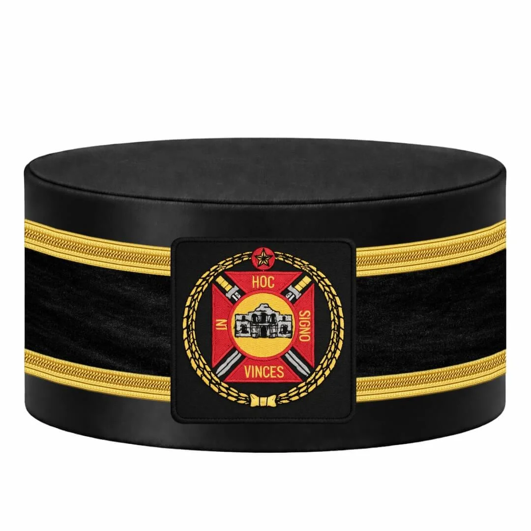 Knights Templar Commandery Crown Cap - Square Black Patch-Double Braid