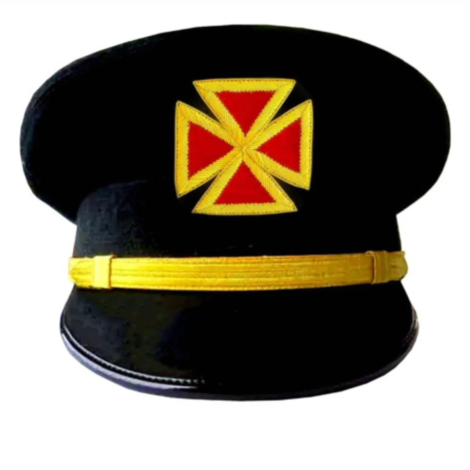 Knights Templar Grand Commander Dress Military Fatigue Cap, Gold Braid