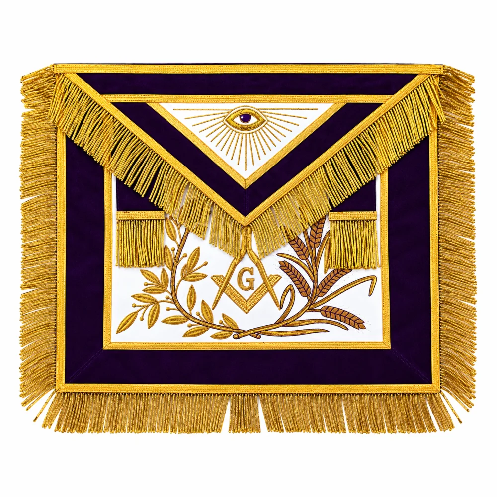 Master Mason Blue Lodge Apron - Purple Velvet with Gold Fringe