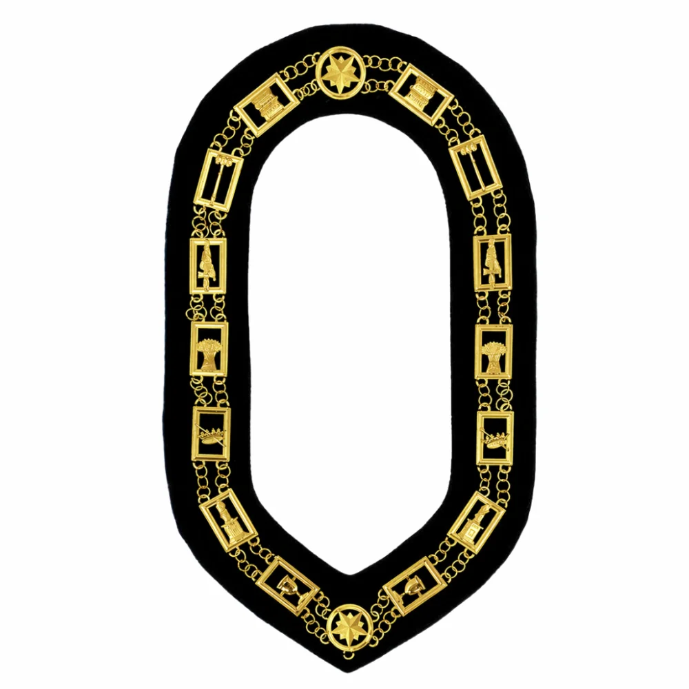 OES Chain Collar – Gold Plated Brass Jewels on Black Velvet
