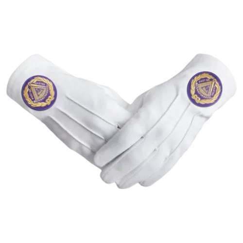 Past Grand Master Blue Lodge Gloves - Pure Cotton with Purple Patch