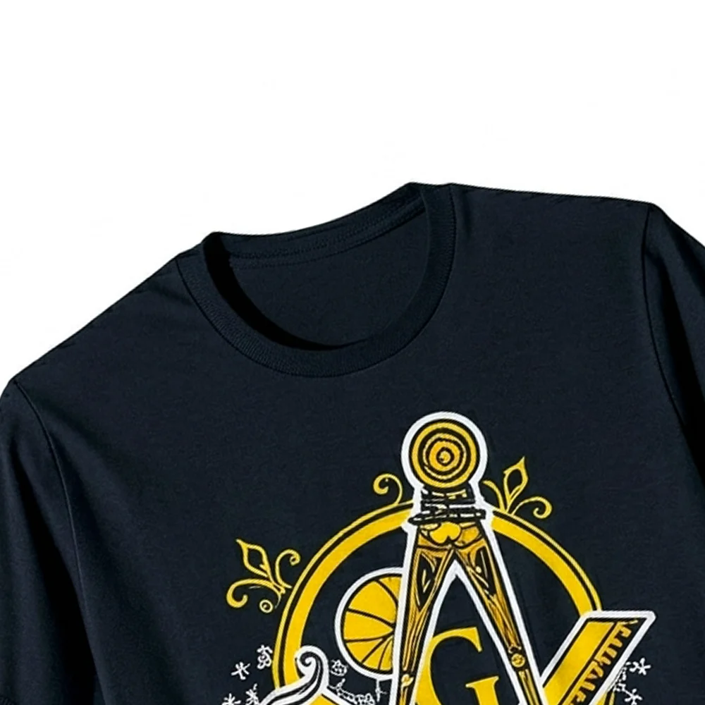 Masonic graphic T-Shirt with a yellow Square emblem and Spring Hall text design.