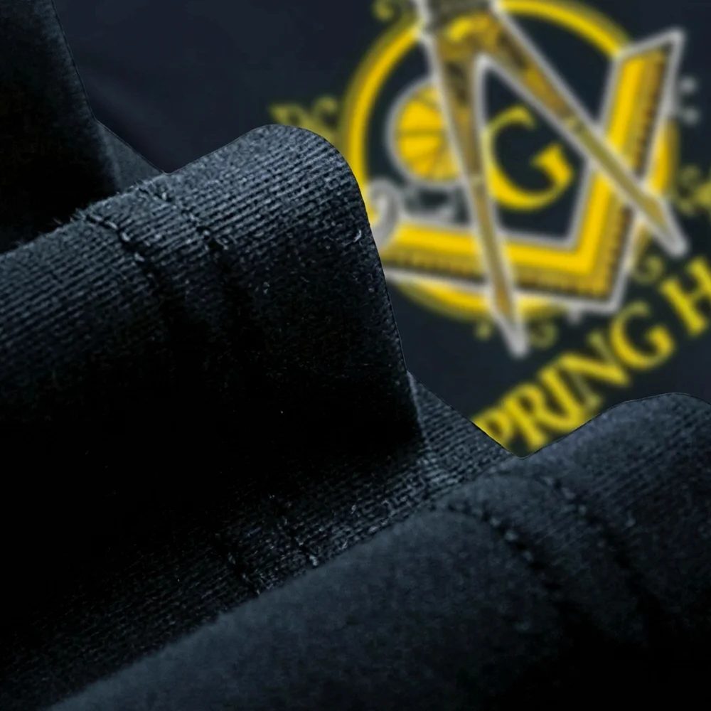 Masonic gift shirt featuring a yellow Square symbol and Spring Hall lettering on a T-Shirt.